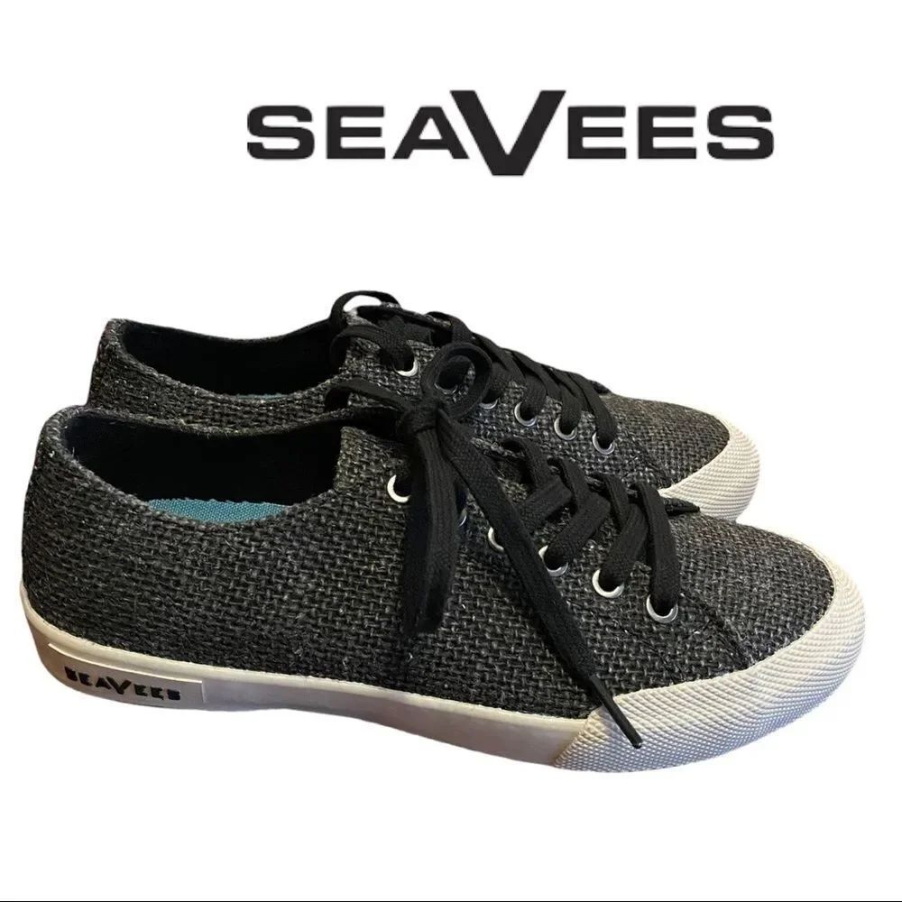 NEW SeaVees Women's "Monterey" Raffia Black Raffia Sneakers 5